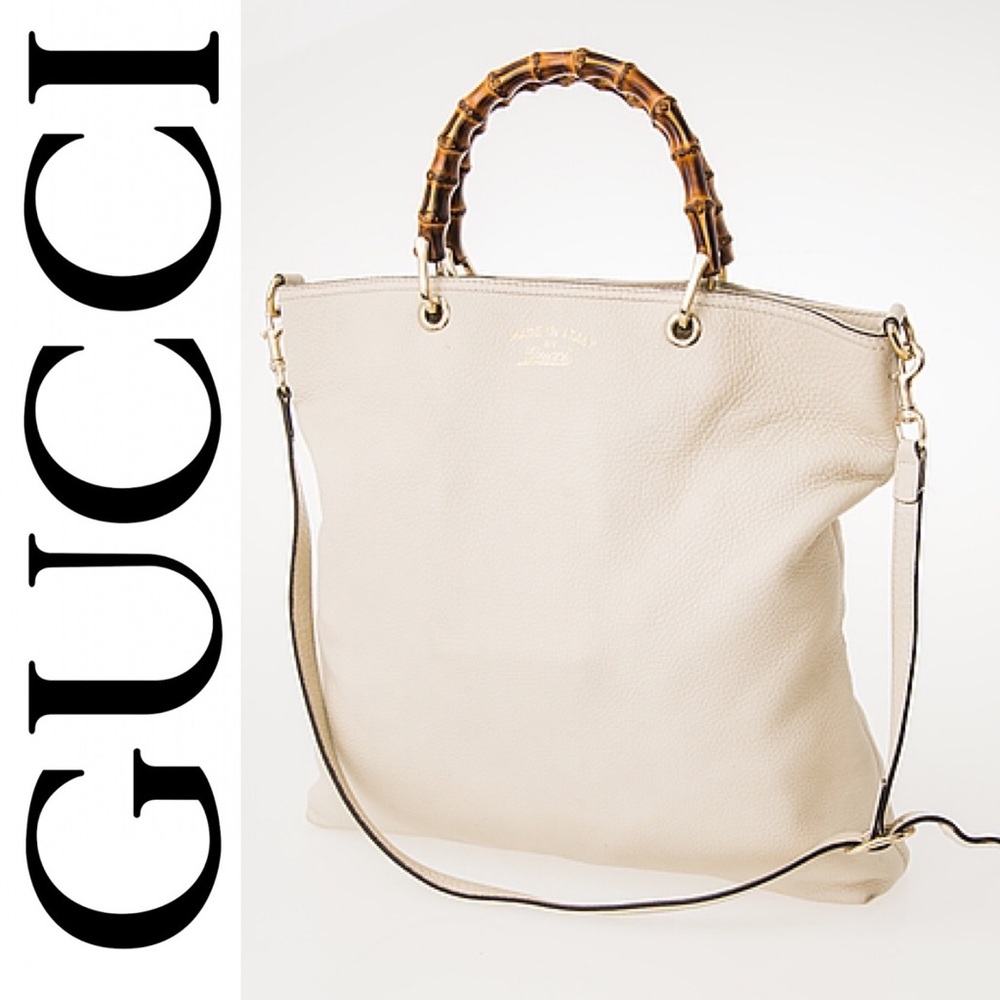 Auth ♥️Gucci♥️ Bamboo Handle Leather Tote